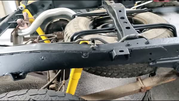 The same Tacoma with new lower frame rails welded in